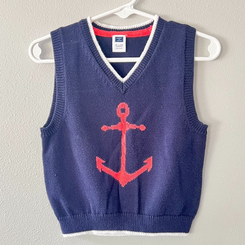 Janie and Jack Anchor Sweater Vest Size 18-24 Months